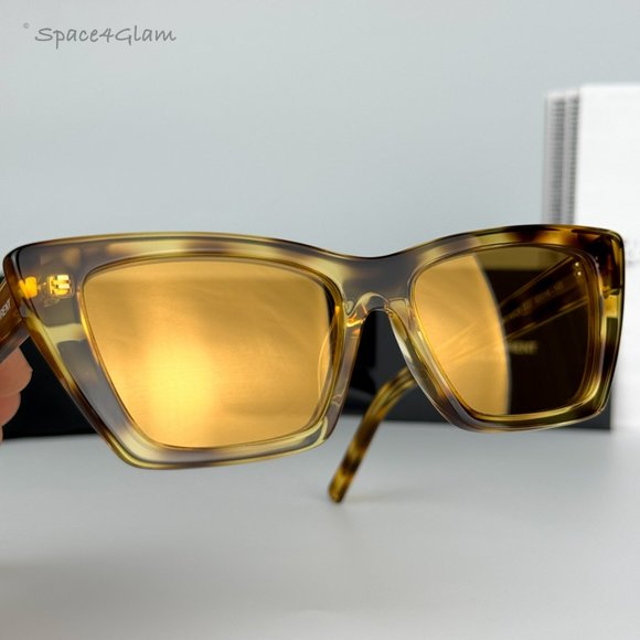 NEW Saint Laurent SL276 MICA 022 Havana Yellow Cat Eye Women Sunglasses - Picture 6 of 12